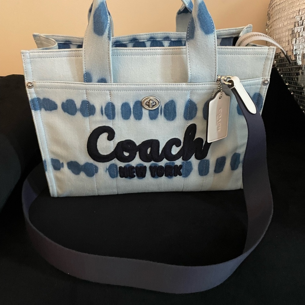 Coach Denim Light Blue and Navy Tote Bag
